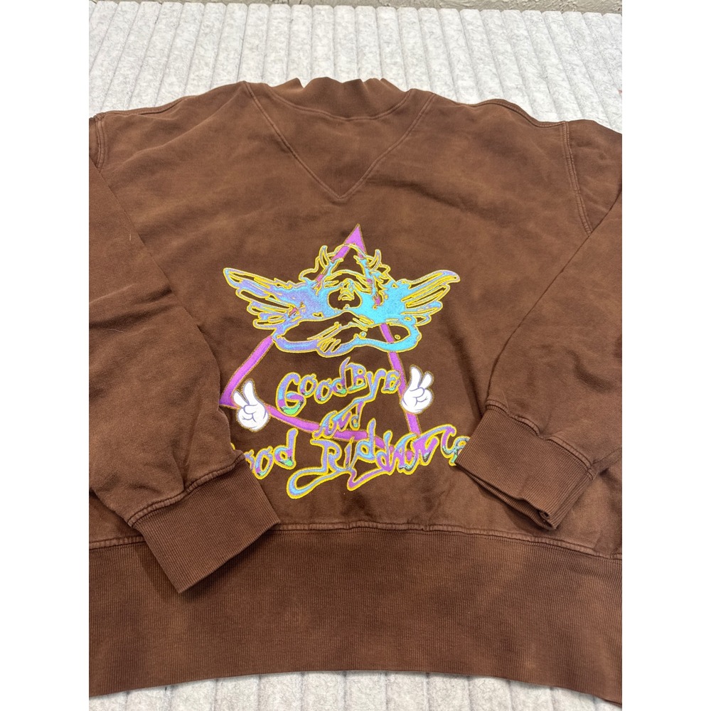 Boys Lie Goodbye and Good Riddance Brown Graphic Sweatshirt SM Mock Neck USA